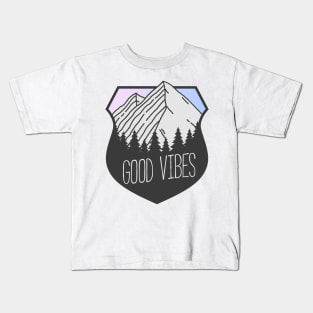 Good Vibes Mountain Crest Sunset Kids T-Shirt